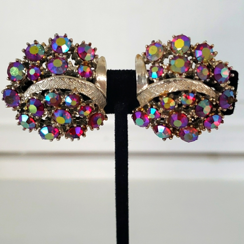 Swarovski Red Iredesent Clip On Earrings